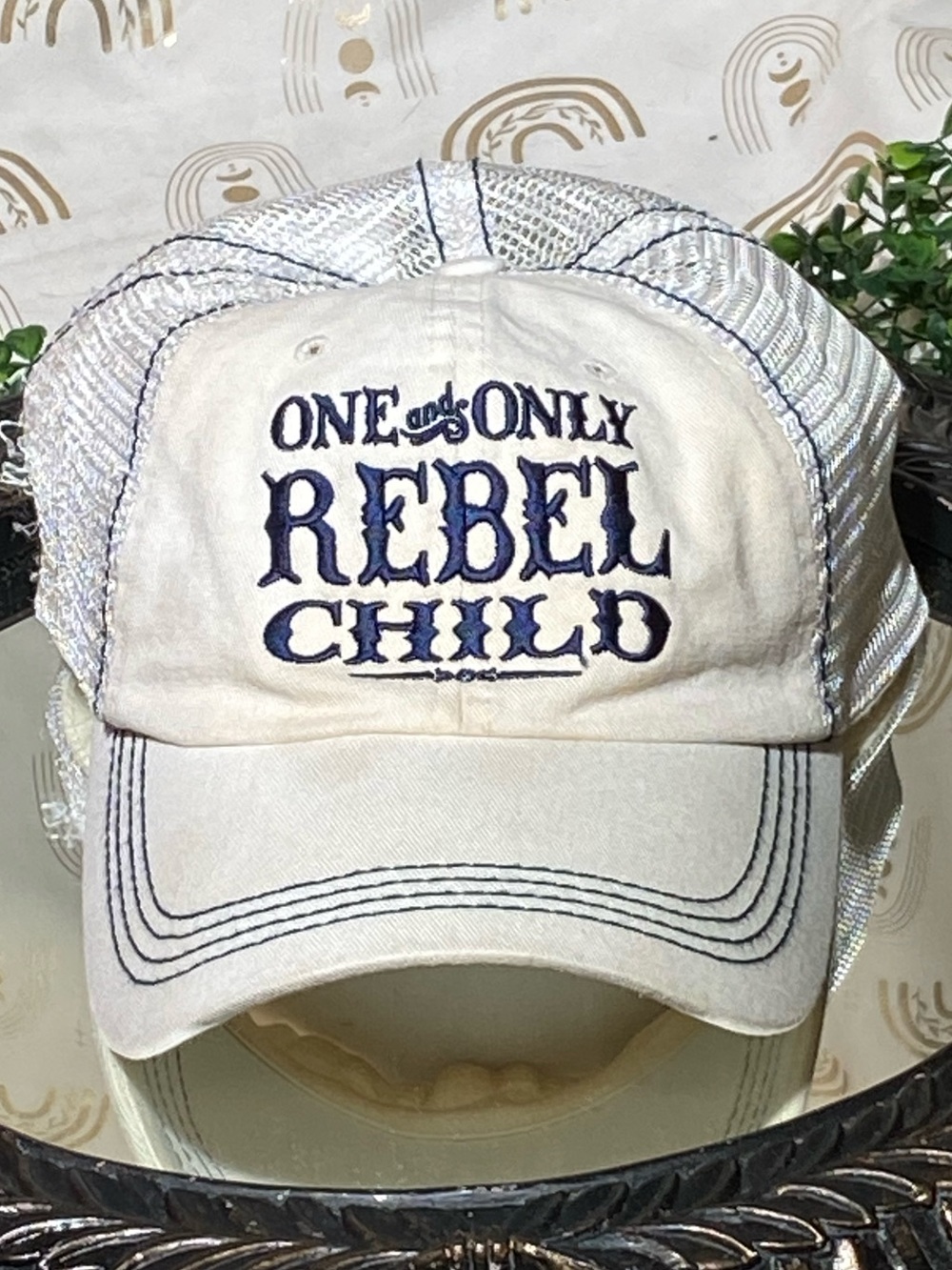 Rebel Child One and Only Beige Mesh Trucker Cap